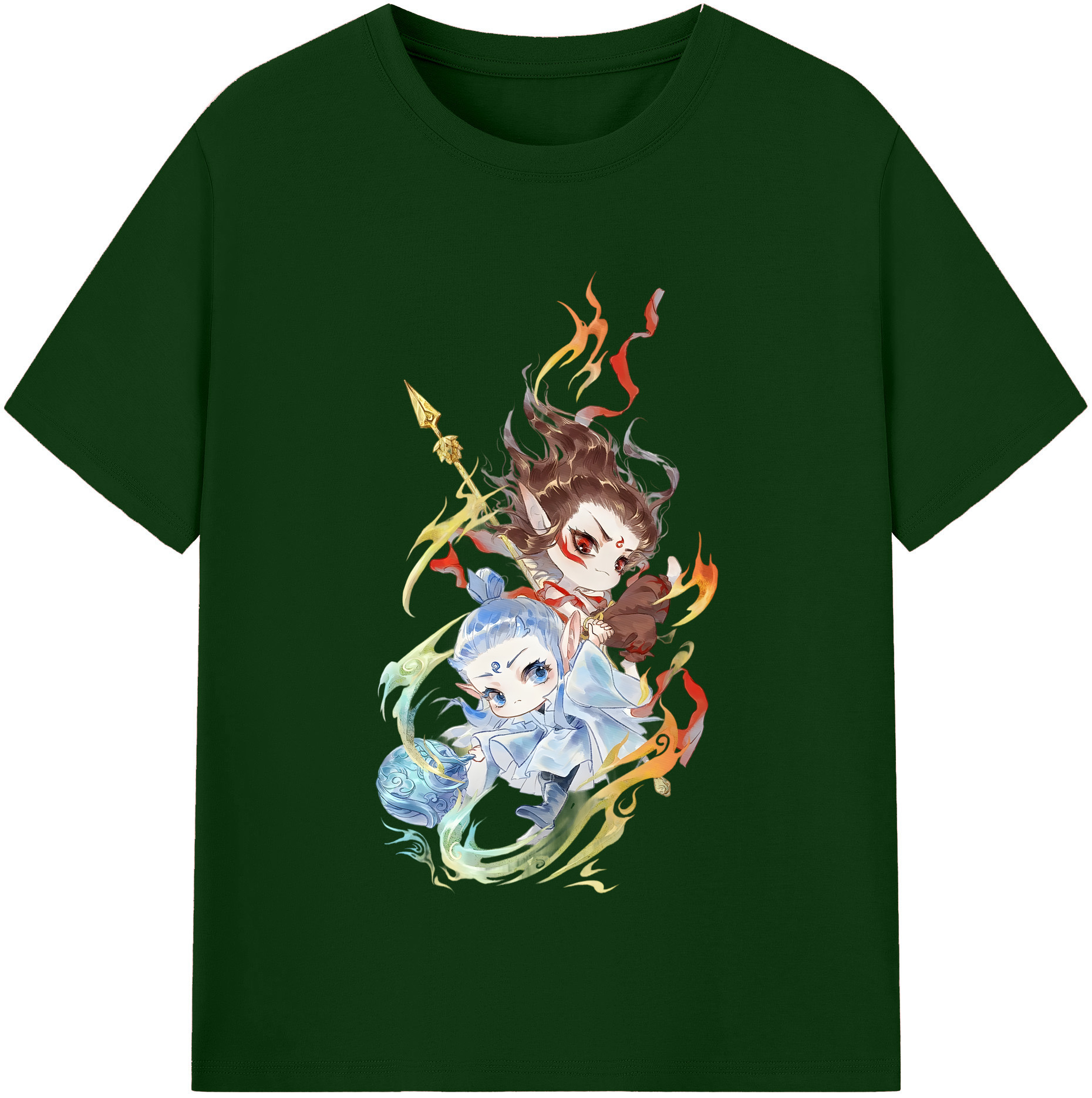 （画像用） Ne Zha 2 ナタ 魔童の大暴れ 綿100％半袖Tシャツ（フロントプリント）